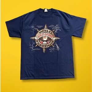 Mens Harley Davidson American Eagle Council Texas Road Map Graphic T Shirt‎